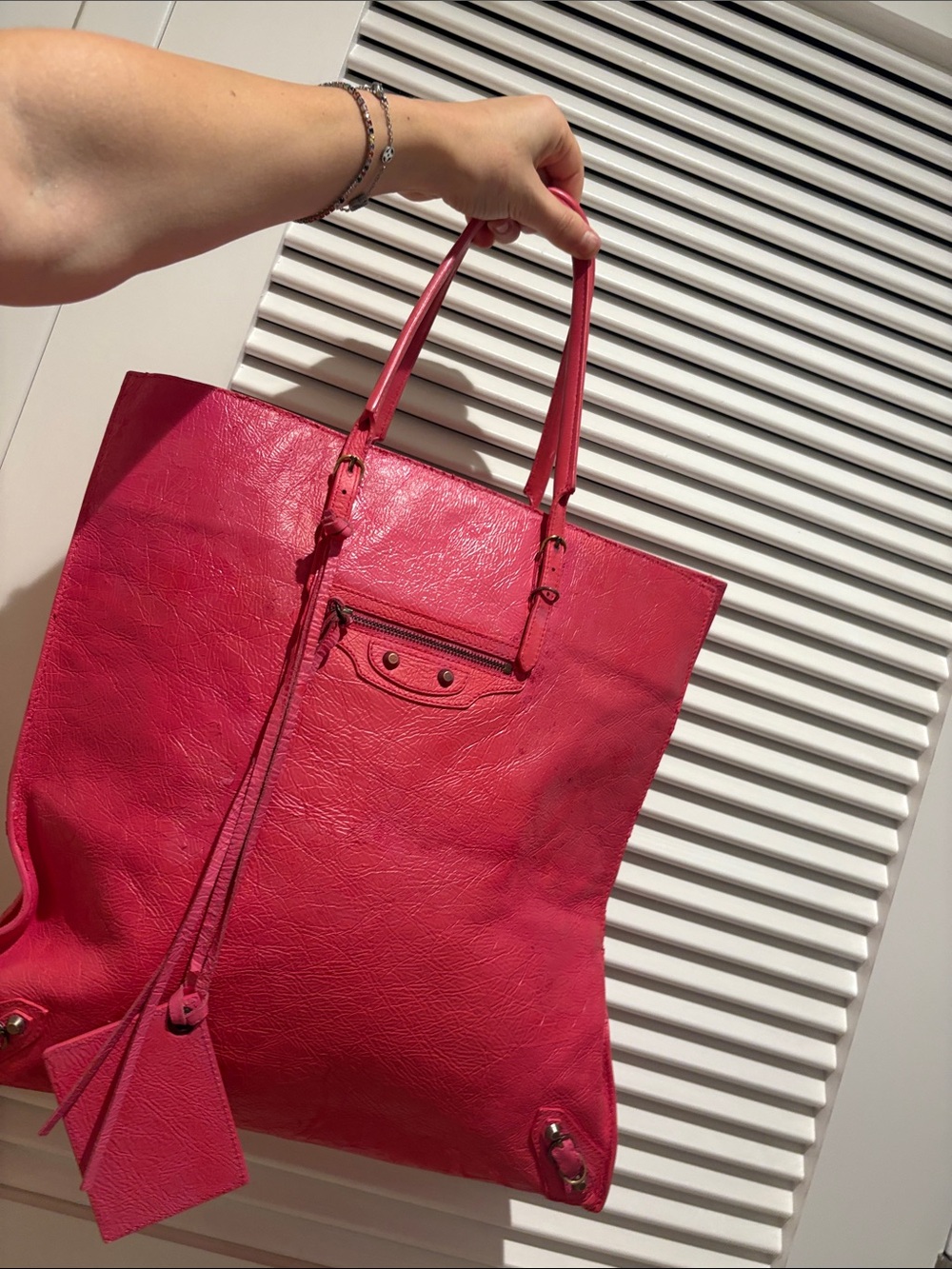 Balenciaga project Pink Leather Tote Bag 14x14"x5"